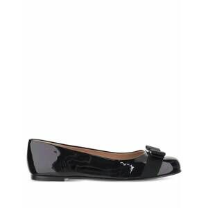 NEW SALVATORE FERRAGAMO women's vara bow leather ballet shoes in black
